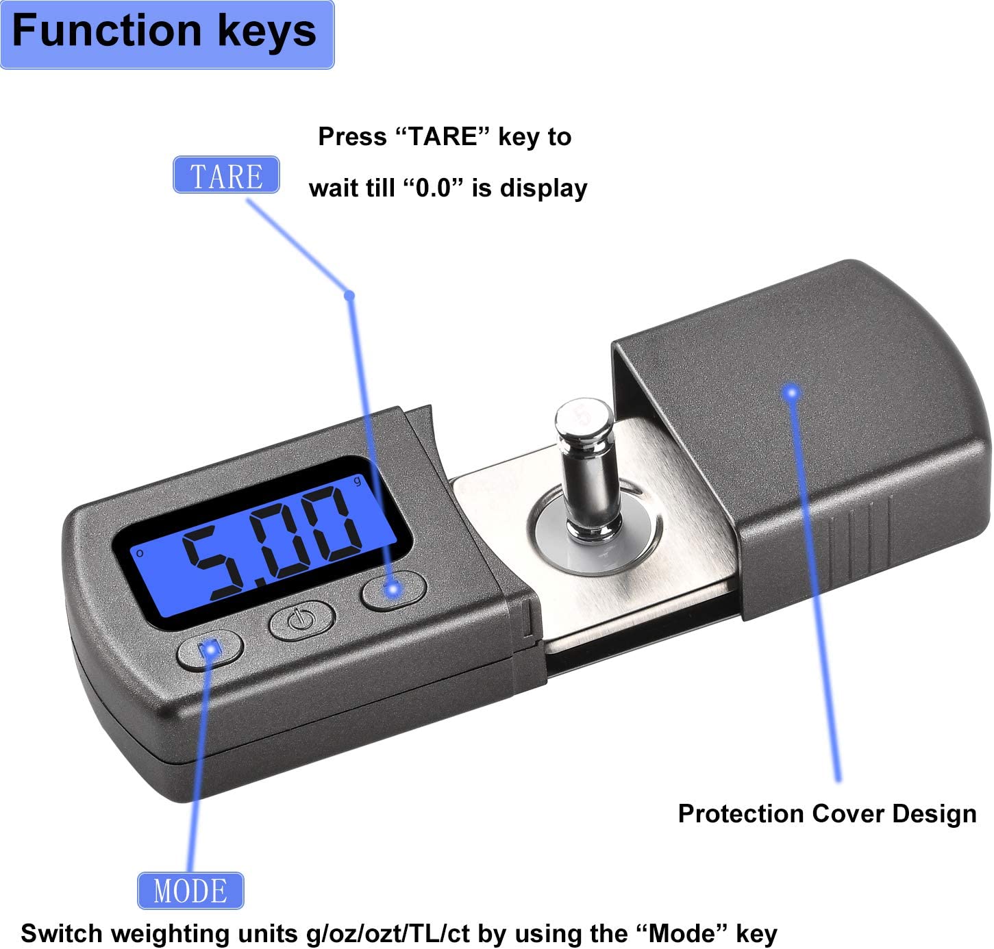 DIGITNOW High Precise Mini Digital Turntable Stylus Force Scale Gauge 0.01g/5.00g Blue LCD Backlight for Tonearm Phono Cartridge