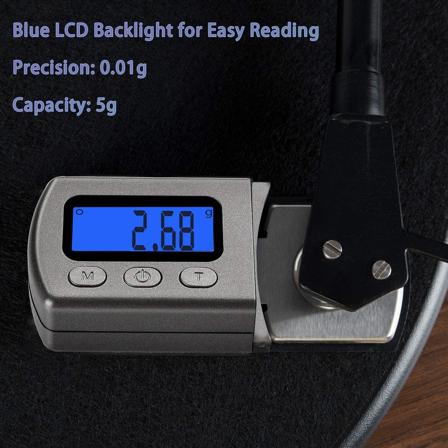 DIGITNOW High Precise Mini Digital Turntable Stylus Force Scale Gauge 0.01g/5.00g Blue LCD Backlight for Tonearm Phono Cartridge