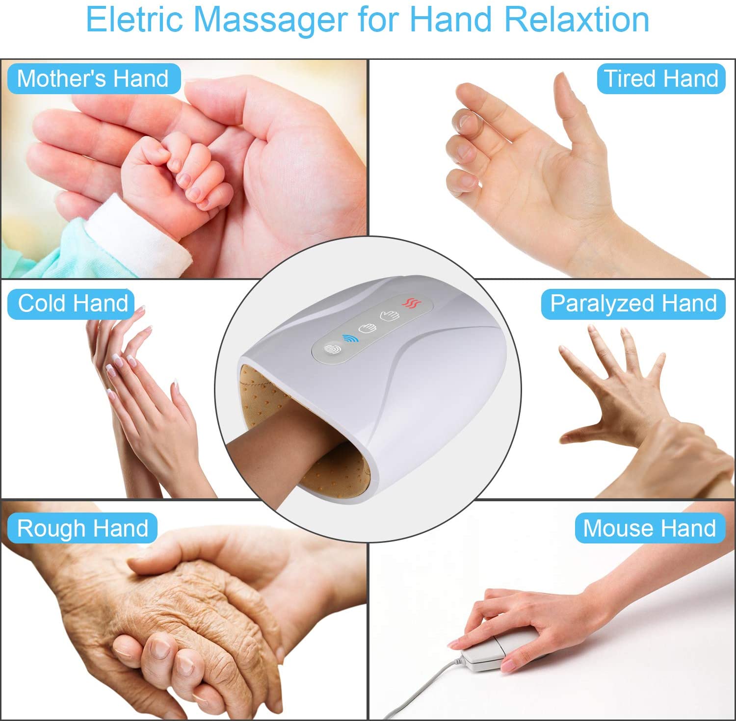 cotsoco Electric Hand Massager for Palm Massage, Cordless Massager with 3  Levels Compression & Heat,…See more cotsoco Electric Hand Massager for Palm