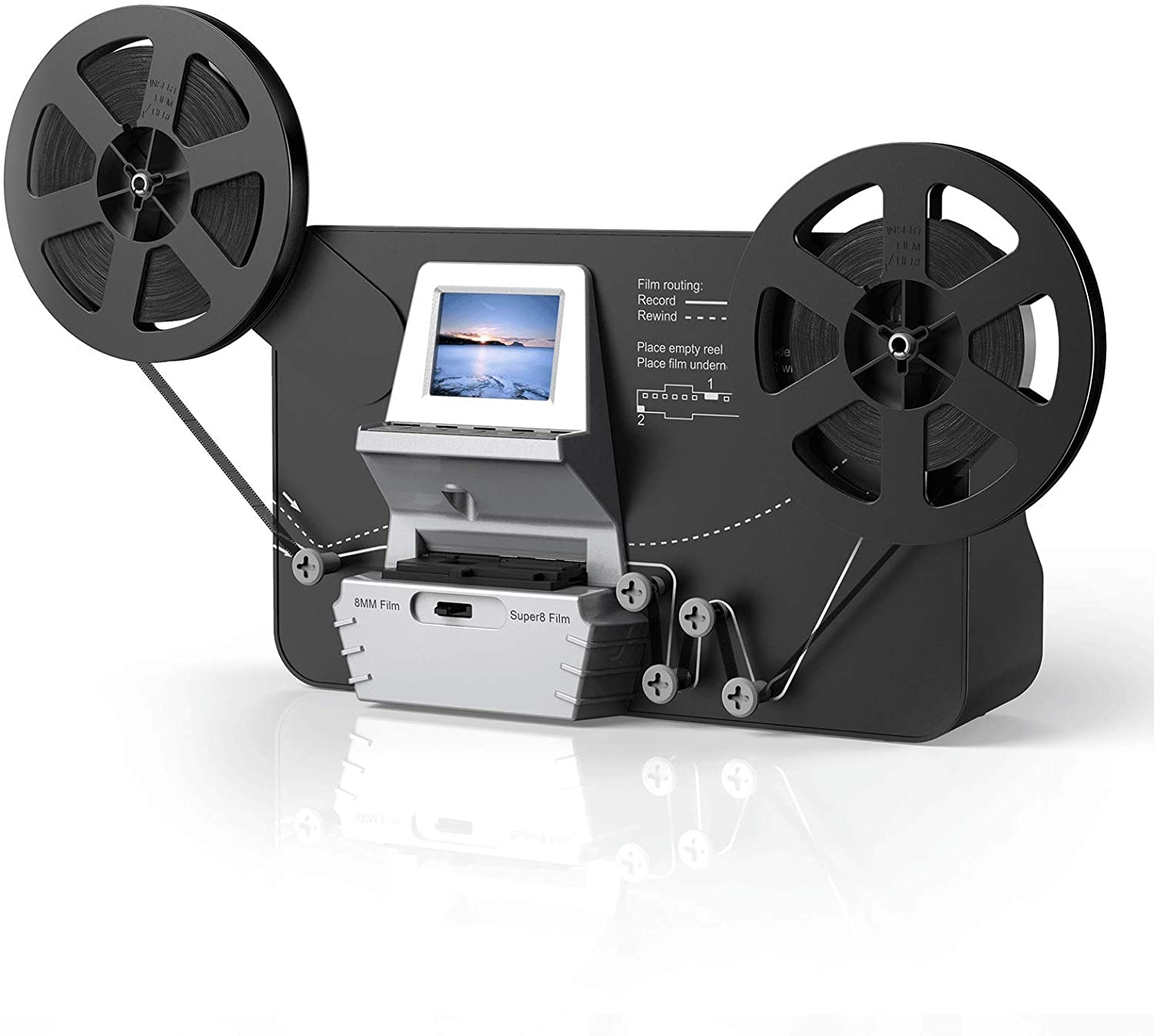8mm & Super 8 Film to Digital Converter, Film Scanner Digitizer with 2.4" Screen, Convert 3” 5” 7” 9” Reels into 1080P Digital MP4 Files,Sharing & Saving on 32GB SD Card
