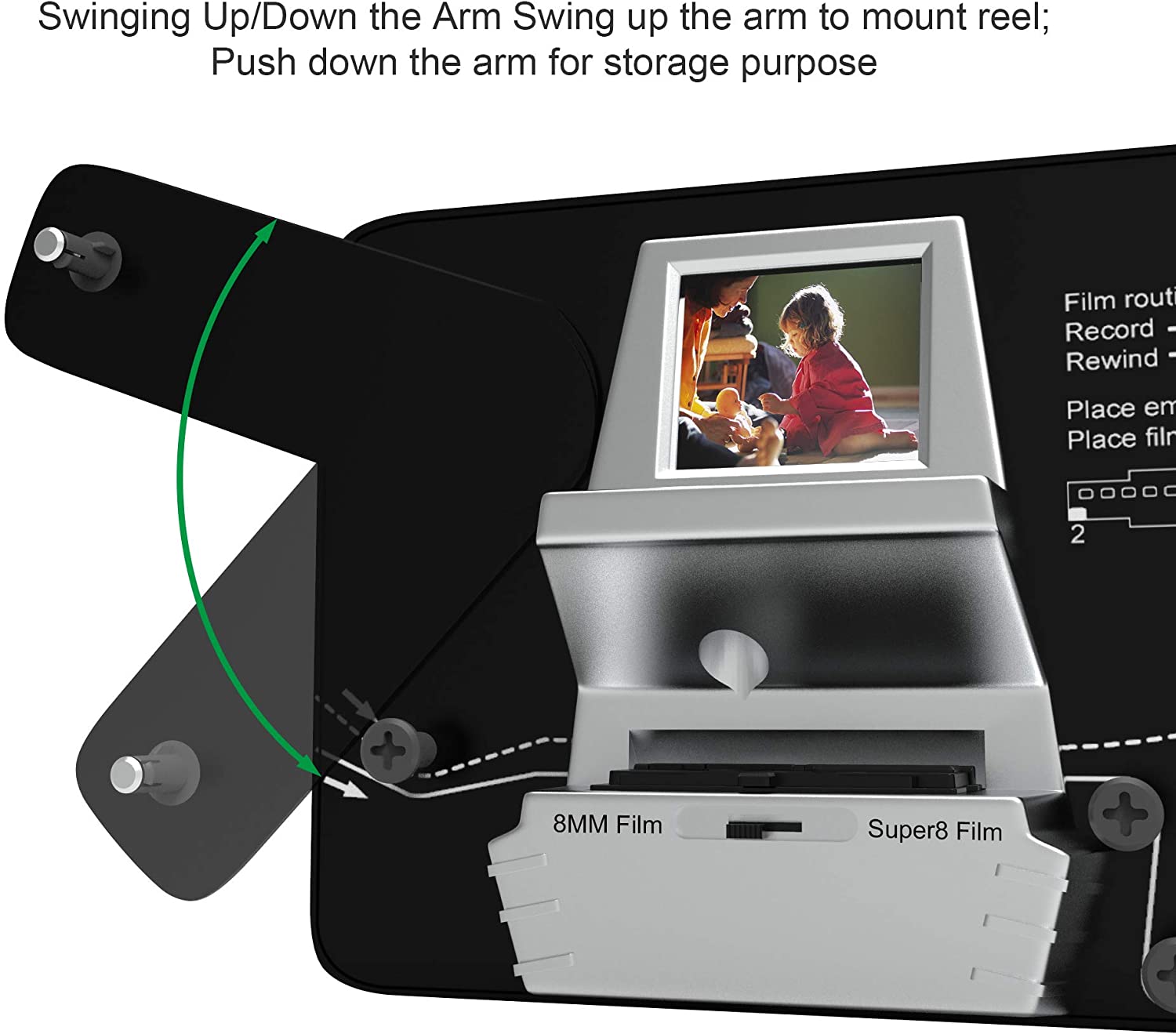 8mm & Super 8 Film to Digital Converter, Film Scanner Digitizer with 2.4  Screen, Convert 3” 5” 7” 9” Reels into 1080P Digital MP4 Files,Sharing 