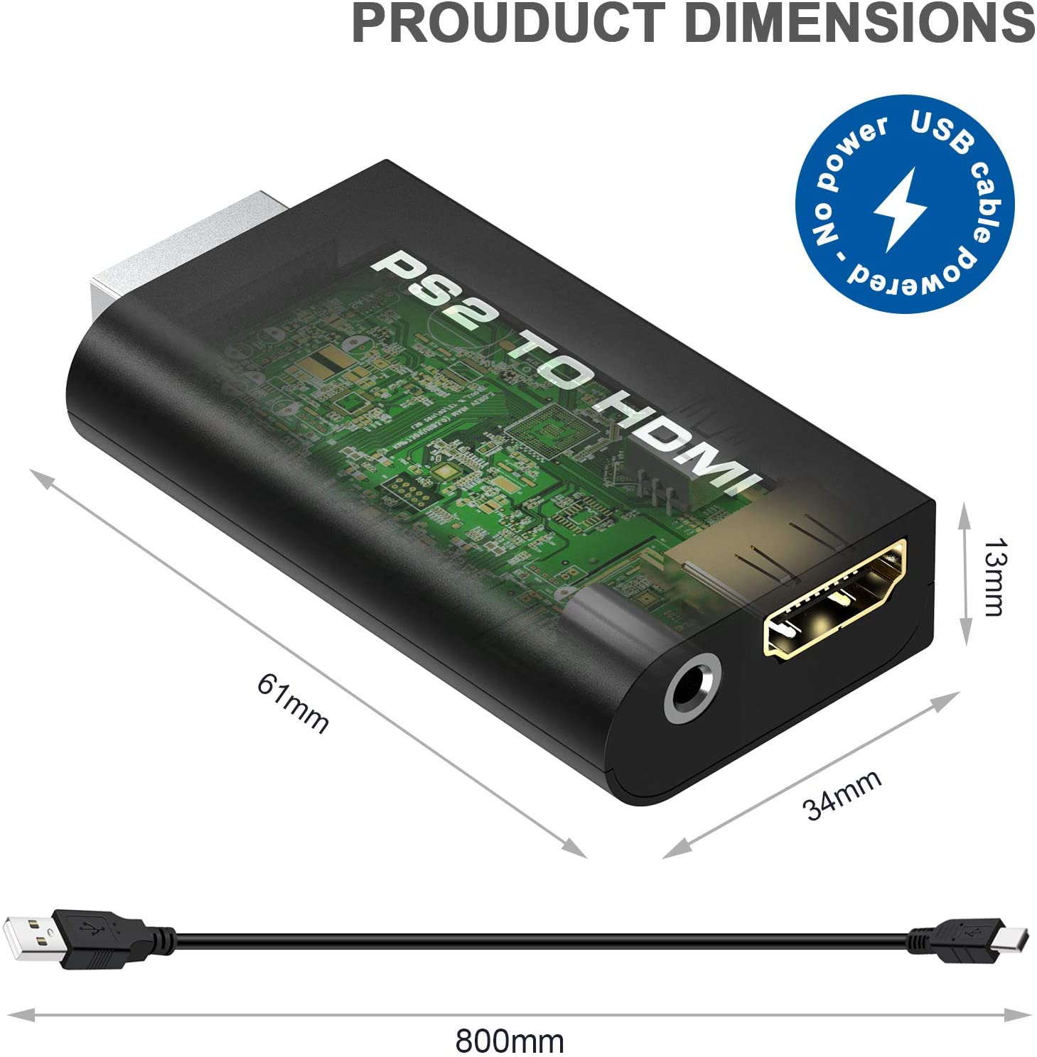 Adaptateur vidéo Av pour Sony Playstation 2 Ps2 / Hdmi Converter