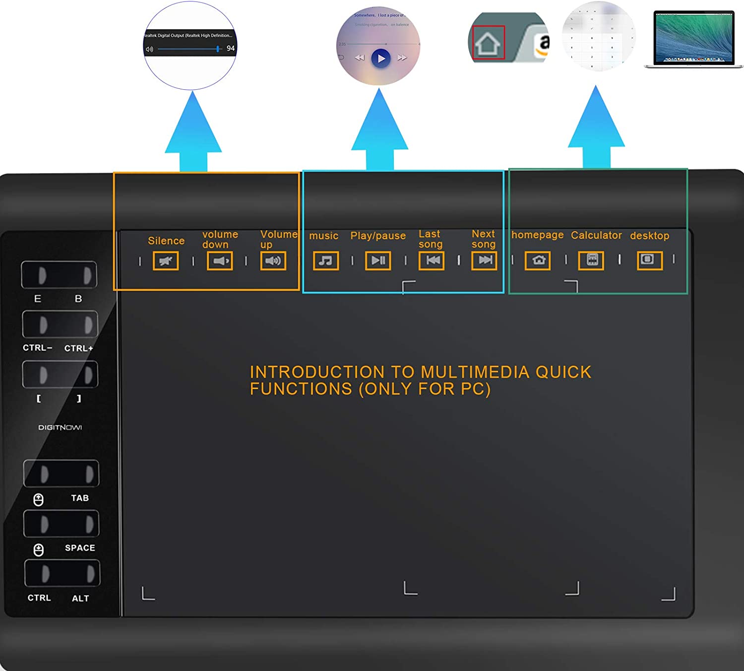 DIGITNOW 10 x 6.25 Inch Digital Graphics Drawing Tablets, Ultrathin Computer Drawing Pen Display Tablet with Battery-Free Stylus & 12 Shortcut Keys (8192 Levels Pressure Sensitive)