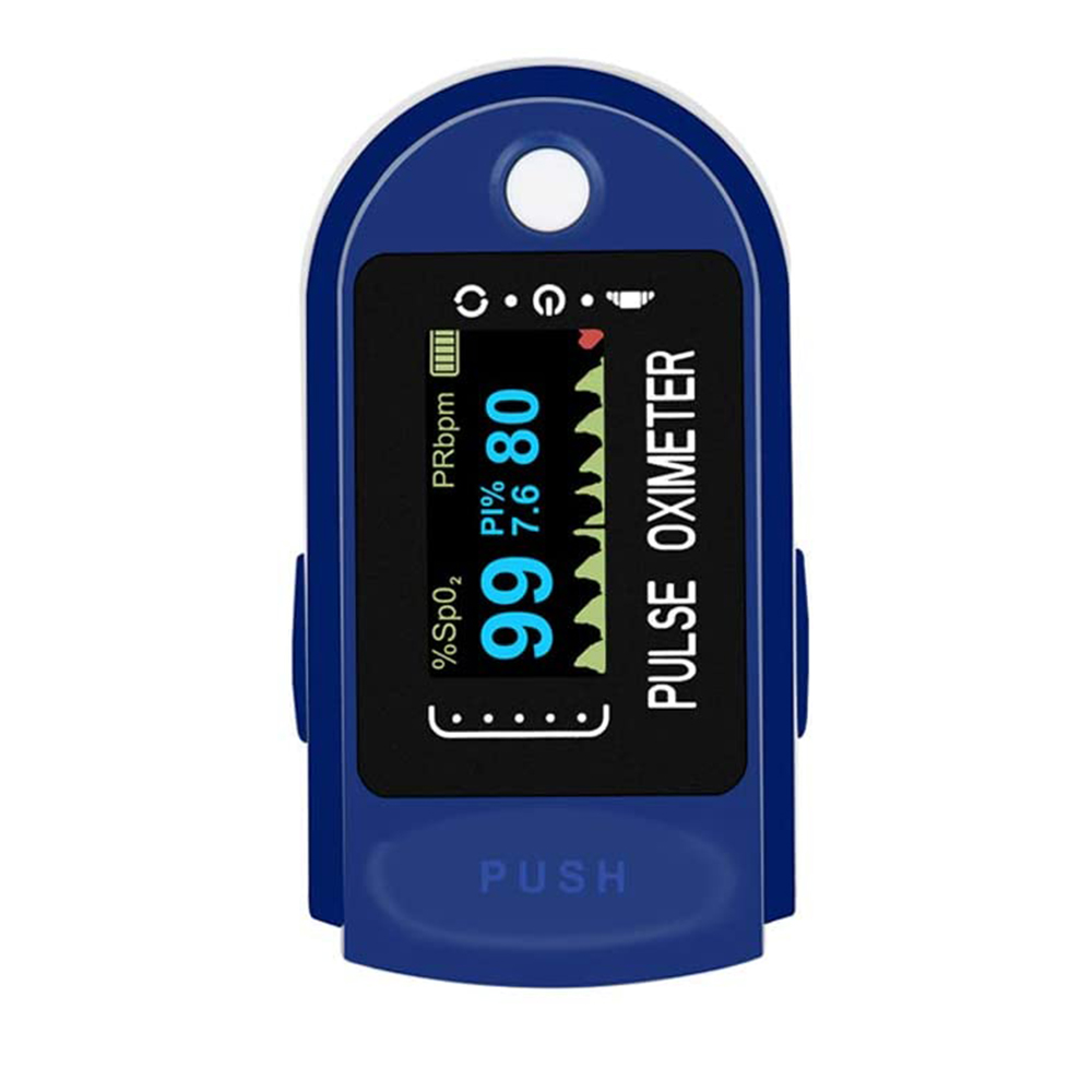 Fingertip Pulse Oximeter, Blood Oxygen Saturation Monitor,Heart Rate Monitor with Batteries, Lanyard, and Warranty (Blue)
