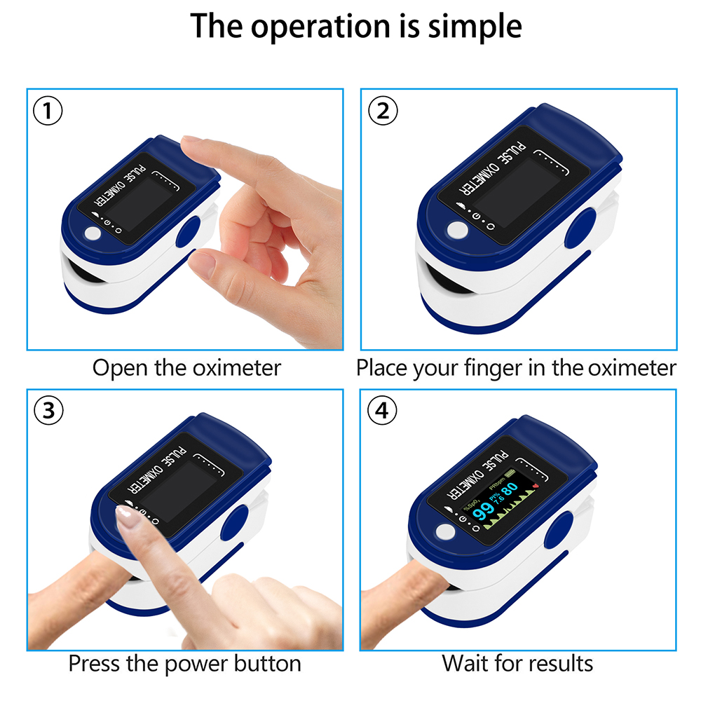 Fingertip Pulse Oximeter, Blood Oxygen Saturation Monitor,Heart Rate Monitor with Batteries, Lanyard, and Warranty (Blue)