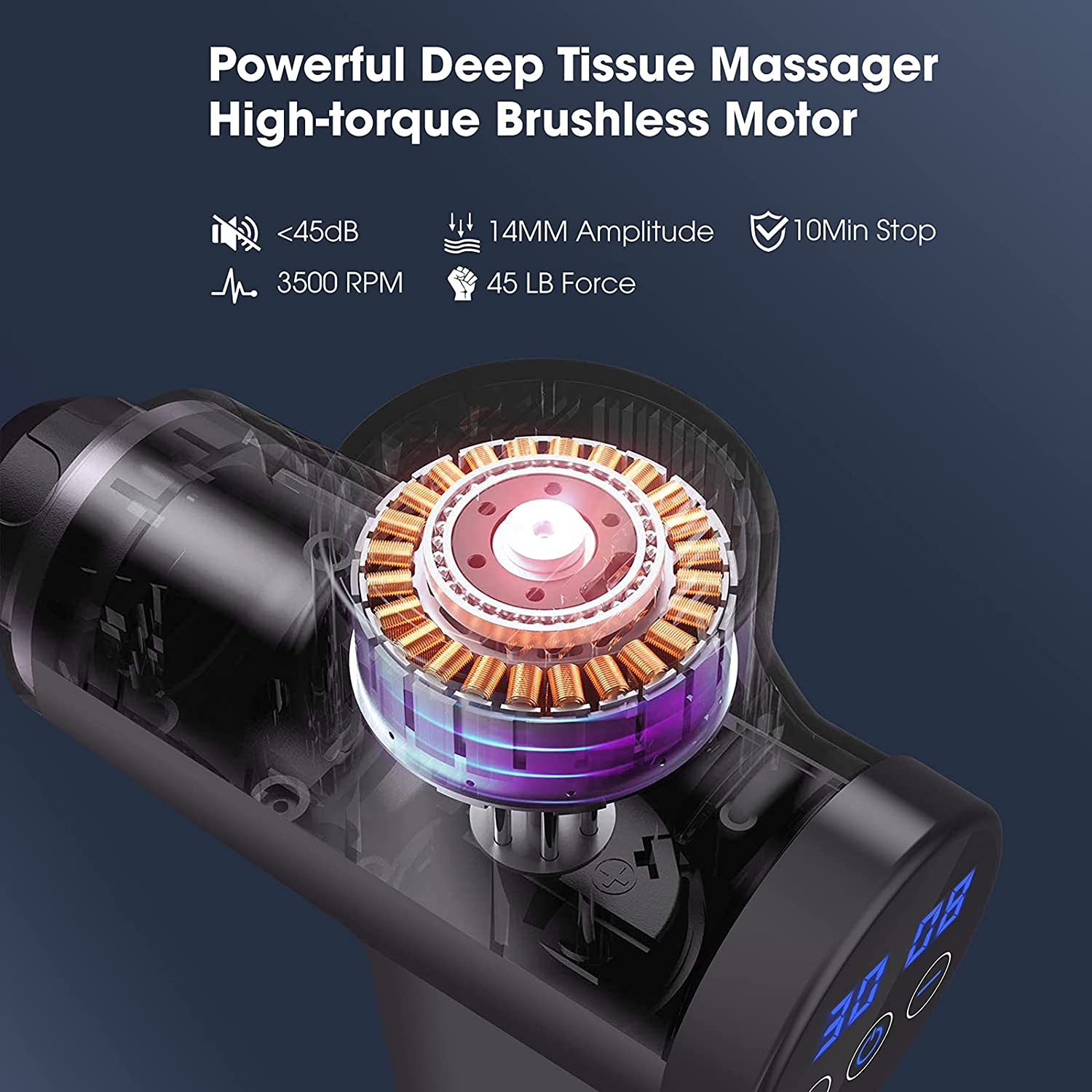Massage Gun for Athletes,Cotsoco Professional Deep Tissue Massage Gun for Pain Relief Super Quiet Electric Massager with 10 Massage Heads and 30 Speeds Muscle Vibration Massager