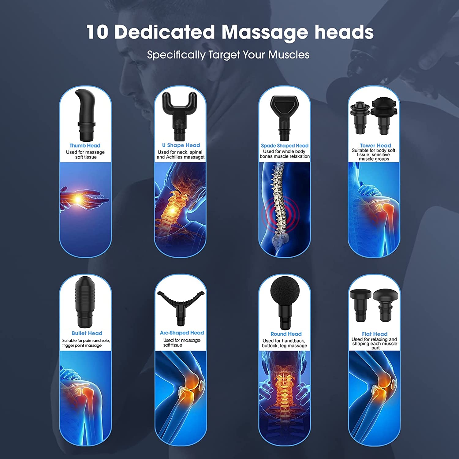 Massage Gun for Athletes,Cotsoco Professional Deep Tissue Massage Gun for Pain Relief Super Quiet Electric Massager with 10 Massage Heads and 30 Speeds Muscle Vibration Massager