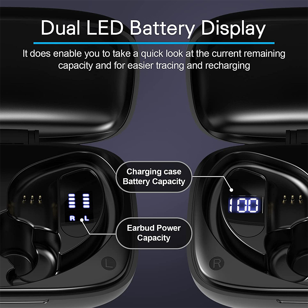 DIGITNOW Wireless Earbuds Bluetooth 5.0 Headphones 48Hrs Play Back Sports Earphones with LED Display Built in Mic Deep Bass TWS Stereo in Ear Waterproof Headset for Workout Running Gaming 