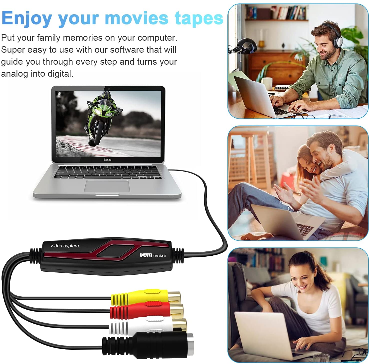 DIGITNOW! Video Capture Vhs to Digital Converter Records Video Tapes to  Memory Card.