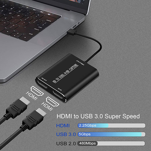 HDMI Video Capture Card,HDMI to USB 3.0 Device,Full HD 1080P 60fps Live Game Capture Recording Box With HDMI Loop-out Support Windows 7/8/10 Linux Twitch for PS3/4 Switch Xbox Streaming and Recording