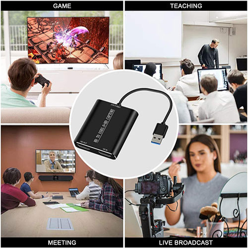 HDMI Video Capture Card,HDMI to USB 3.0 Device,Full HD 1080P 60fps Live Game Capture Recording Box With HDMI Loop-out Support Windows 7/8/10 Linux Twitch for PS3/4 Switch Xbox Streaming and Recording