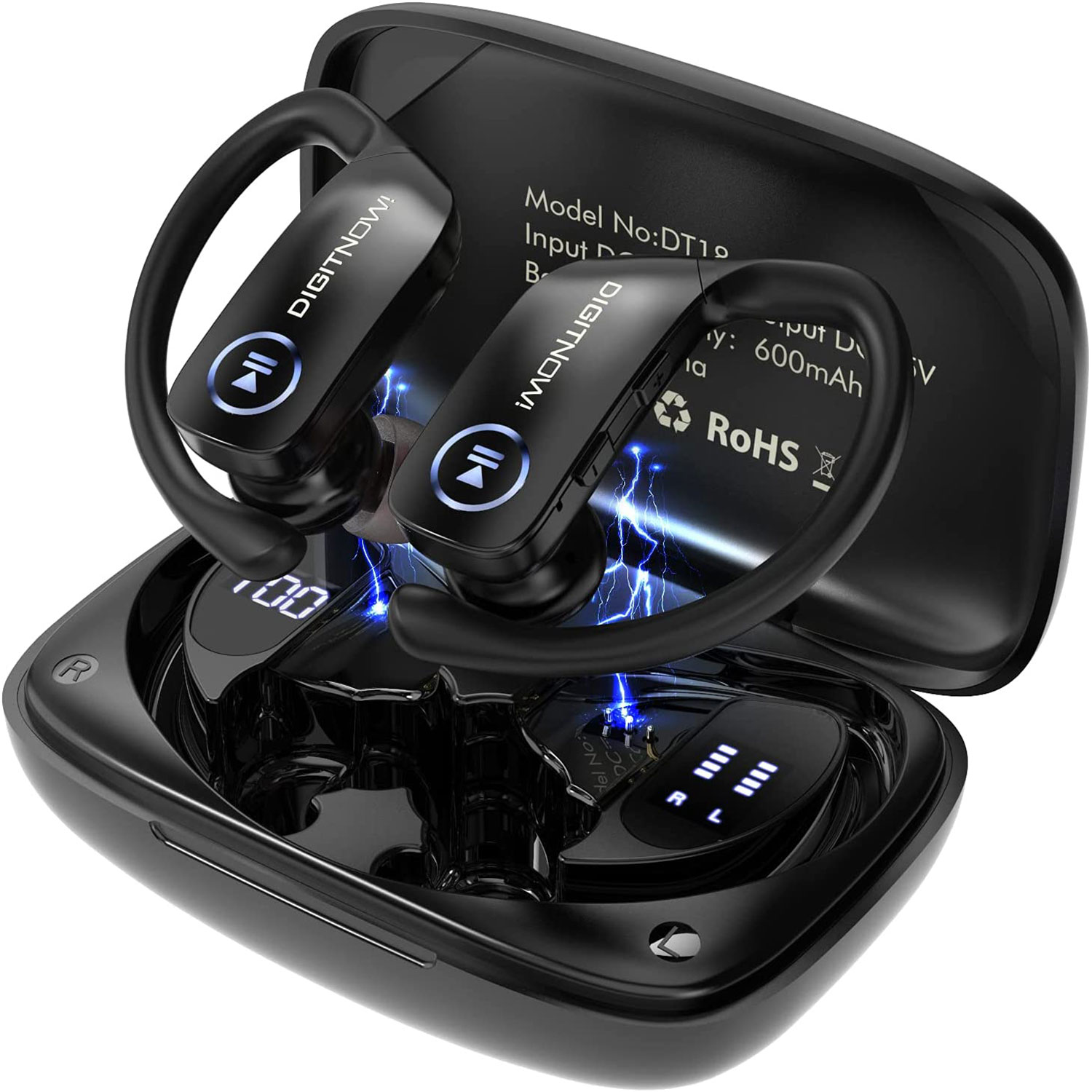 DIGITNOW Wireless Earbuds Bluetooth 5.0 Headphones 48Hrs Play Back Touch Control with LED Display Charging Case Waterproof Stereo Earphones in-Ear Built-in Mic Headset Deep Bass for Sport Workout