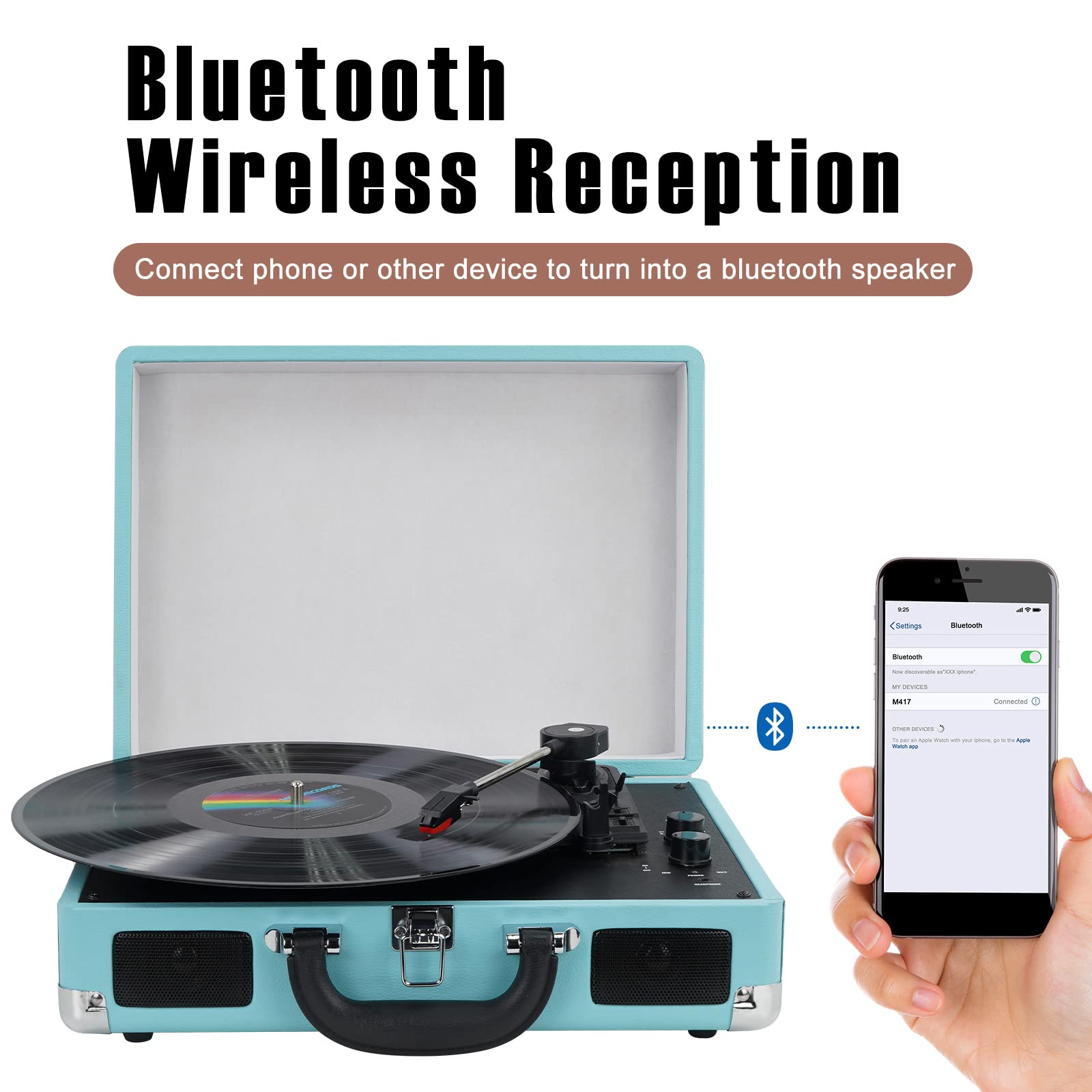 2 - Speed Turntable Decorative Record Player with Bluetooth