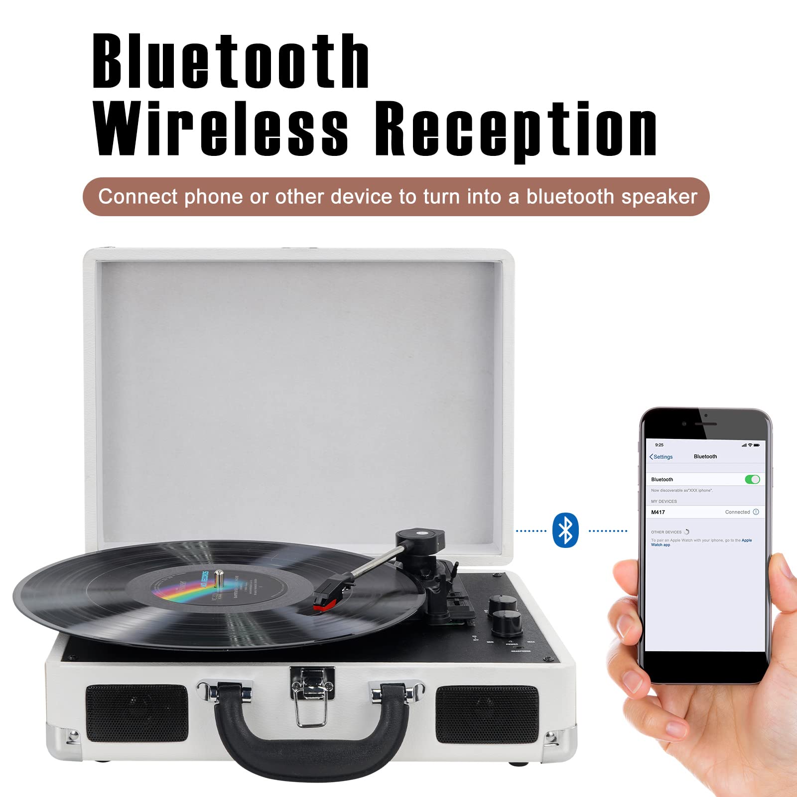 Vinyl Record Player Wireless Turntable with Stereo Comoros