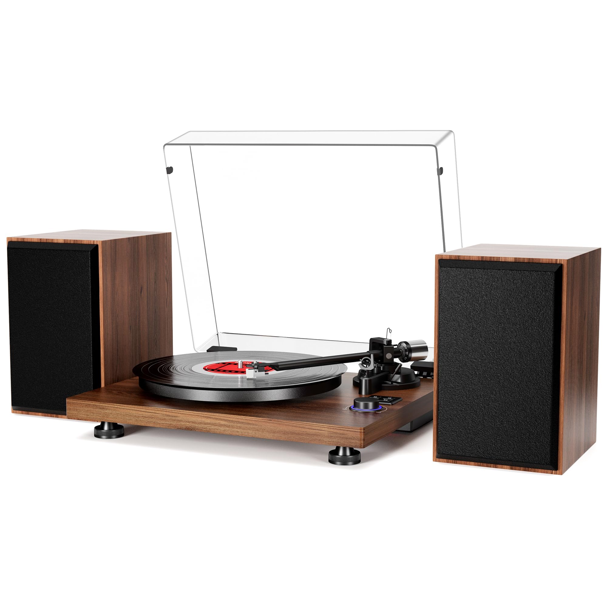 Record Player for Vinyl with Speakers,Bluetooth Turntable for Vinyl Records with 36W HiFi Stereo Speakers,Magnetic Cartridge & Adjustable Counter Weight and Anti-Skating,RCA Output