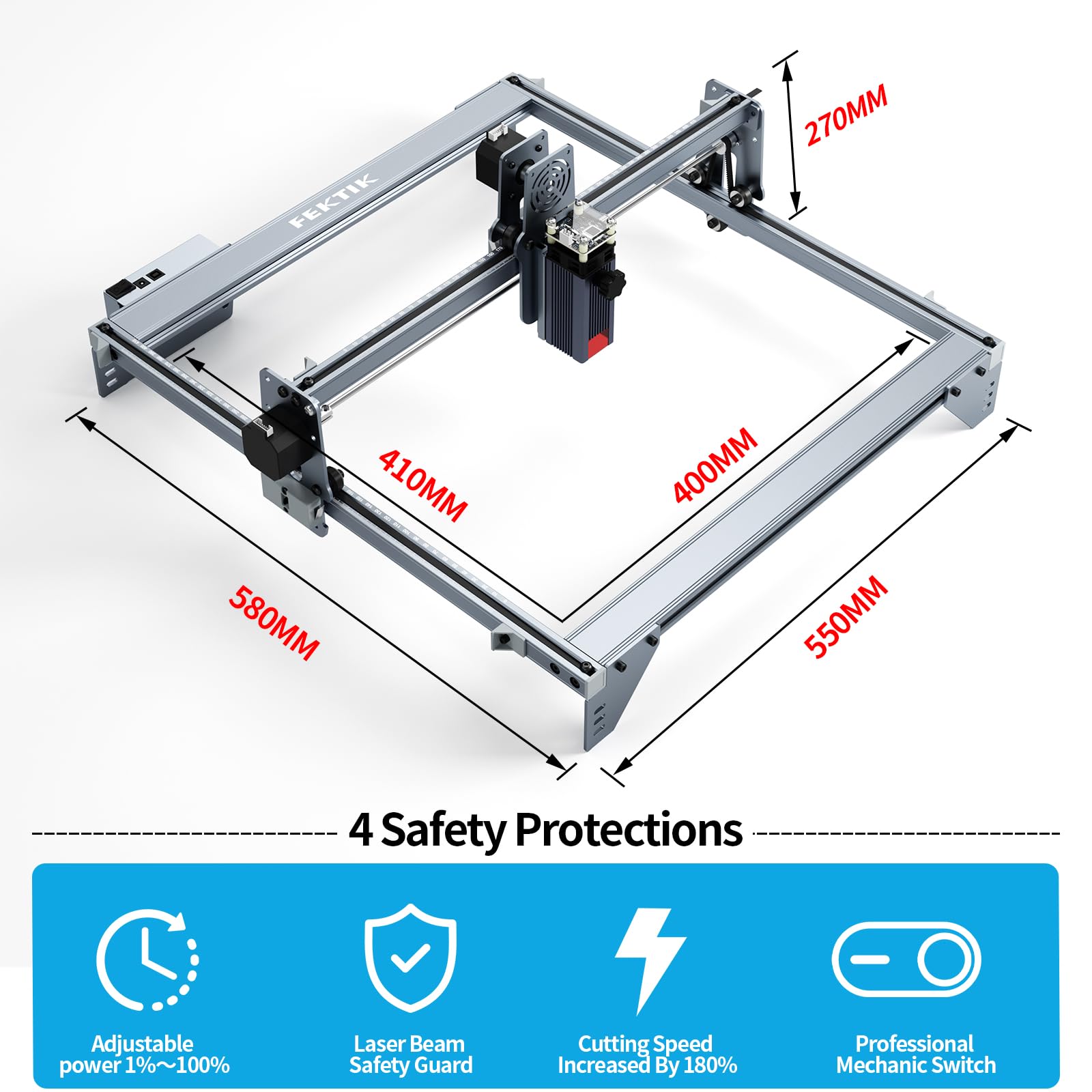 FEKTIK X008 Laser Engraver Machine Laser Cutting Machine,40W Laser Engraving and Cutting Machine, 5W Output Power Laser Cutter,High Accuracy Laser Engraver for Wood,Metal,Glass,Leather,Acrylic,CNC DIY