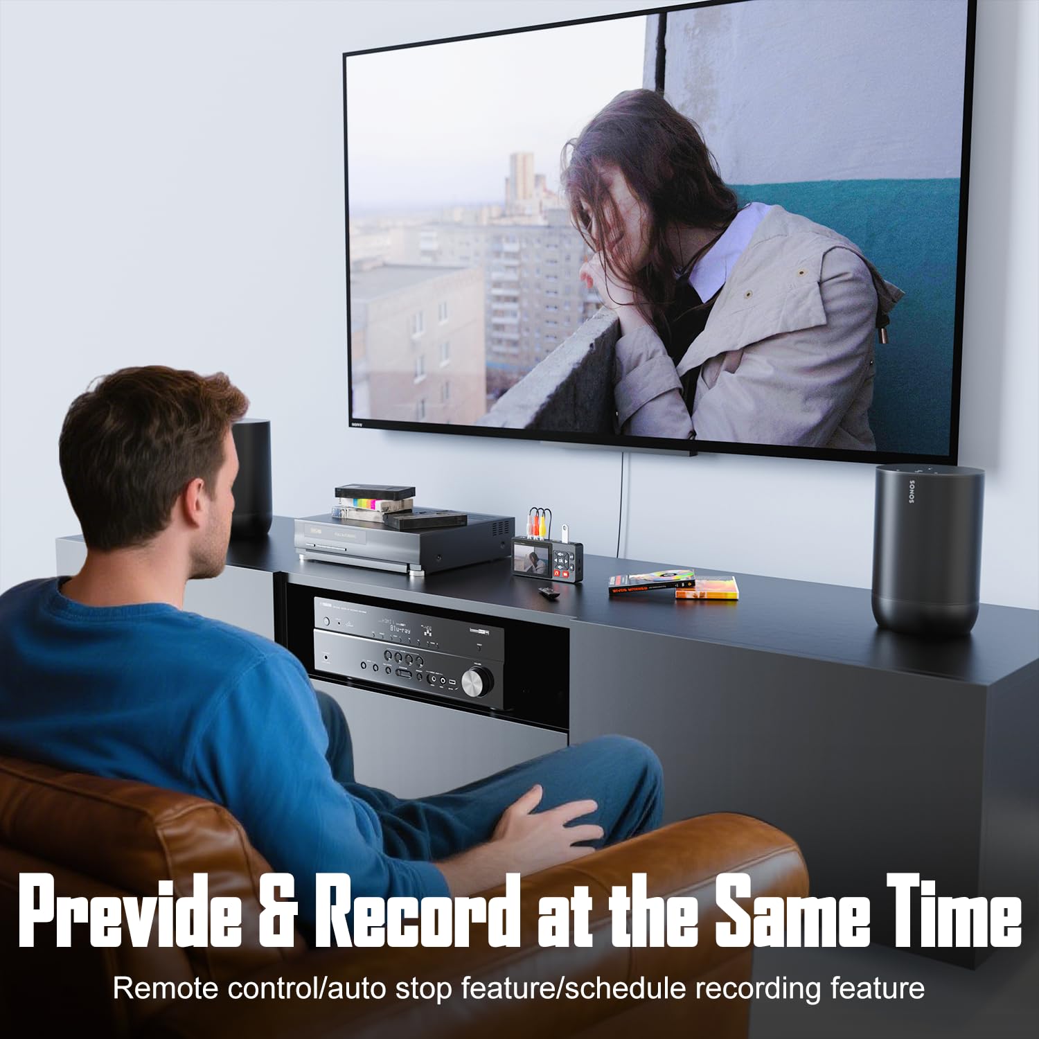 Video to Digital Converter 2.0, VHS to Digital Converter Recorder with Remote, Convert Record Video Audio from VHS, VCR, DVR, DVD, Hi8, Mini DV Players, Camcorder, Gaming Consoles(Players Needed)