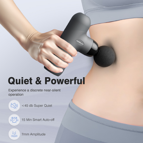 Morelax Mini Massage Gun, Percussion Muscle Massager for Back Pain Relief, Compact Sports Travel Massage Gun with 6 Massage Heads 4 Speeds, Gift for Her, Home, Athletes